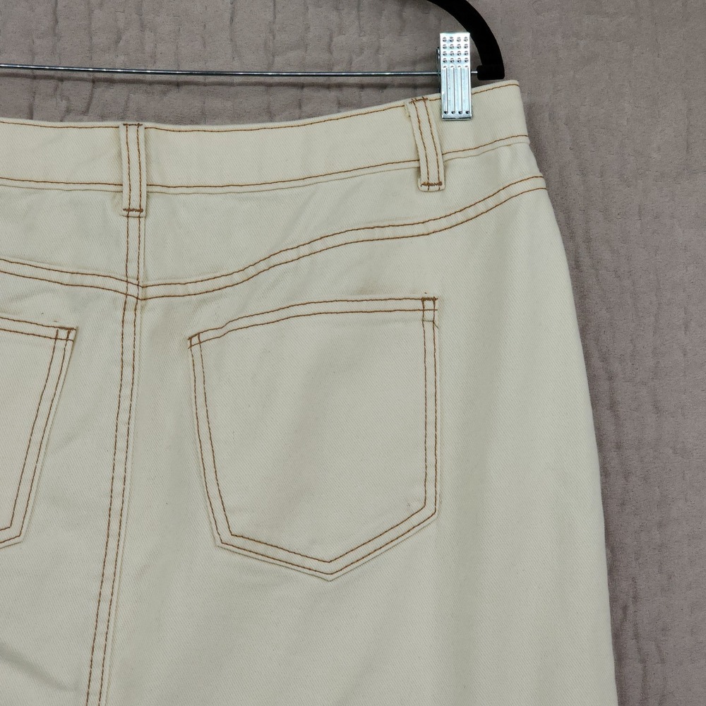 Future Collective Skirt 12 Womens Cream Denim Midi Reese Blutstein Boho Grunge - Picture 9 of 12